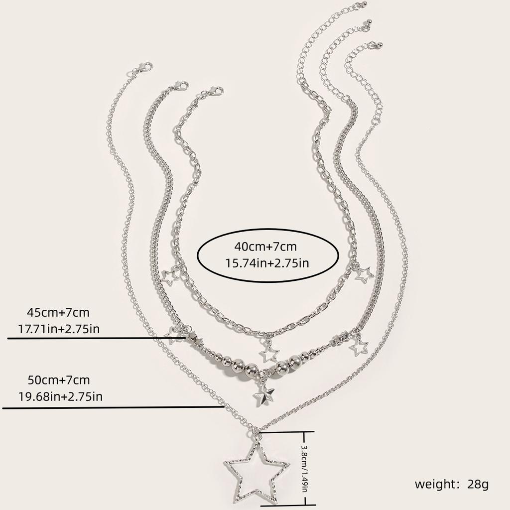 Trendy Y2K Star Pendant Necklace Vintage Goth Simple Multi Layered Metal Chain Necklace Women Charm Statement Jewelry Gifts