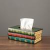 Wooden Antique Book Shaped Napkin Box Tissue Holder Wipes Storage Case Paper Towel Dispenser