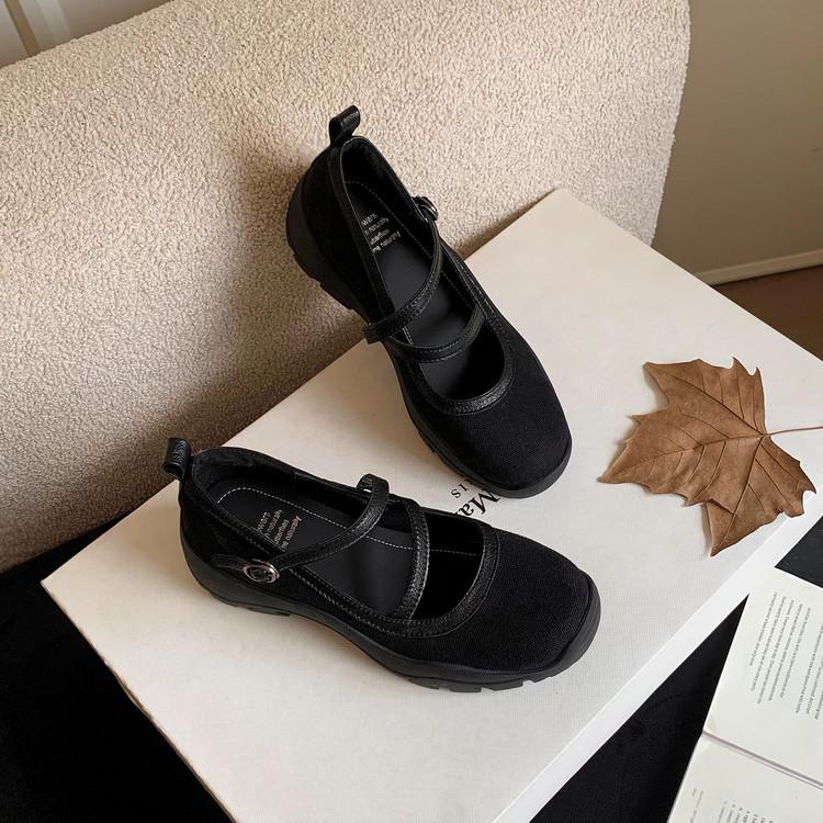 Factory Direct Supply, Small Thick-soled Mary Jane Shoes Women's 2025 Autumn and Winter Cross-buckle Single Shoes