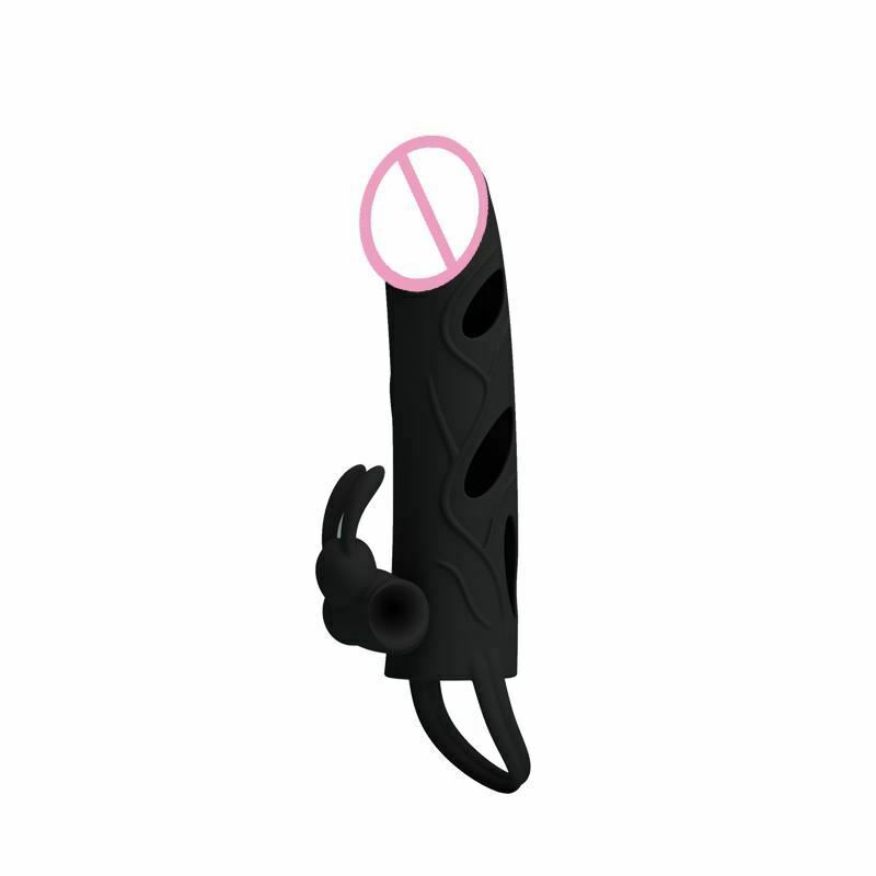 Black Sleeve With Ring Rabbit Clitoral Pretty Love Rings