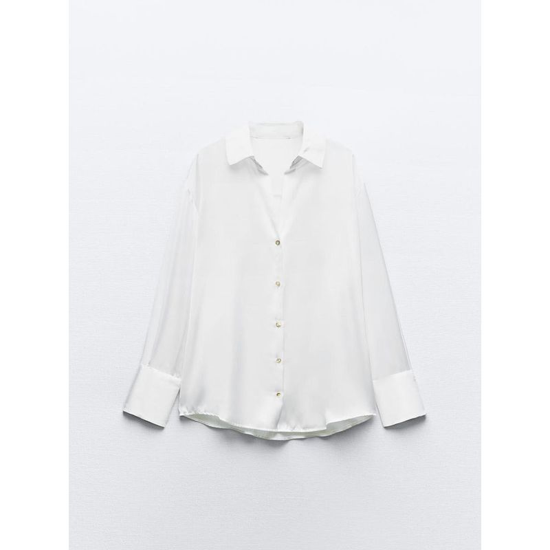 Za2024 Autumn New Women's Clothing Plaid Silk Satin Texture Classic Lapel Long Sleeve Shirt 8958581 250