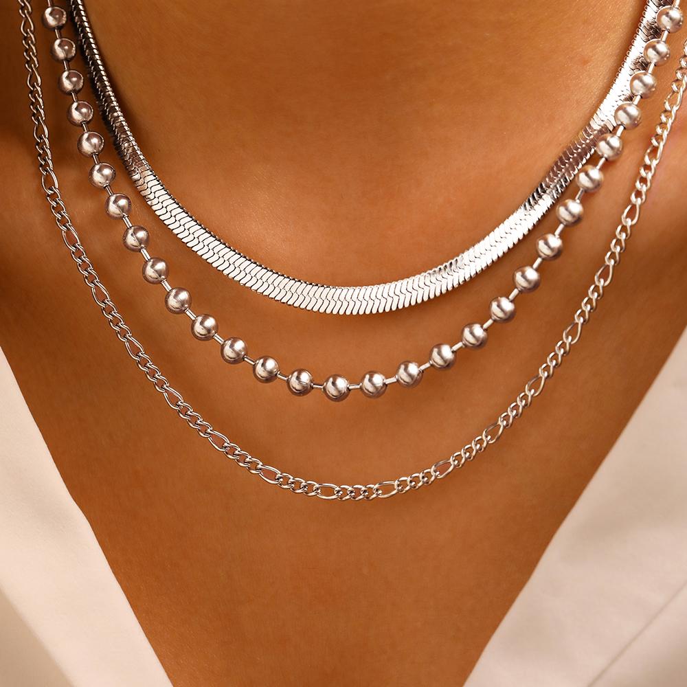 Stainless Steel Necklace Minimalist Classic Blade And Round Chain Non-fading High-quality Necklace For Women Zircon Party Wear