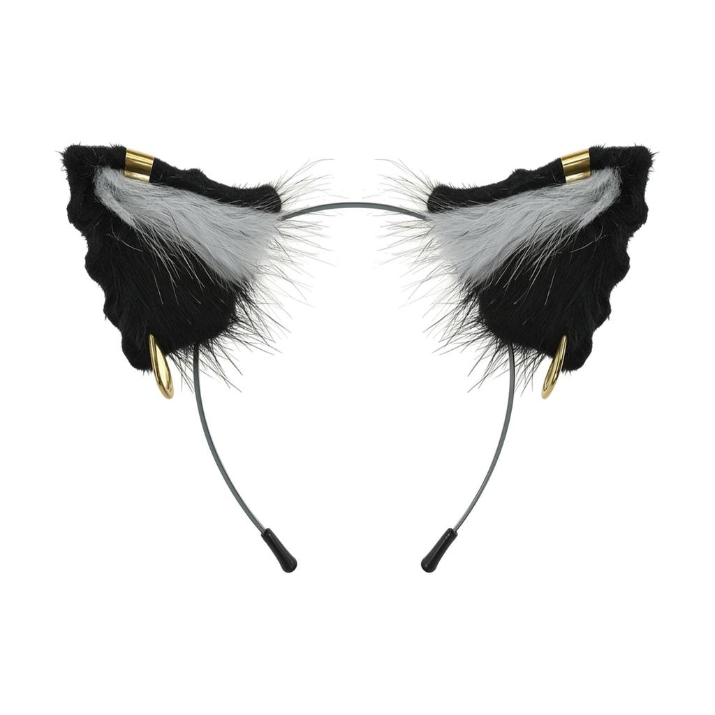 Furry Creature Ears Cosplay Headband Soft Ear with Golden