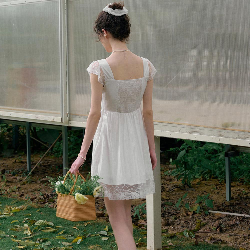 Simpeulleteulo Sr_Pure White Short Dress