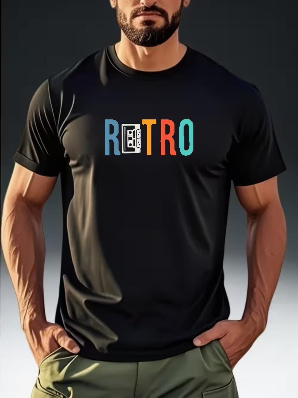 Men S Short-Sleeve T-Shirt Featuring a Fun Retro Cassette Print M