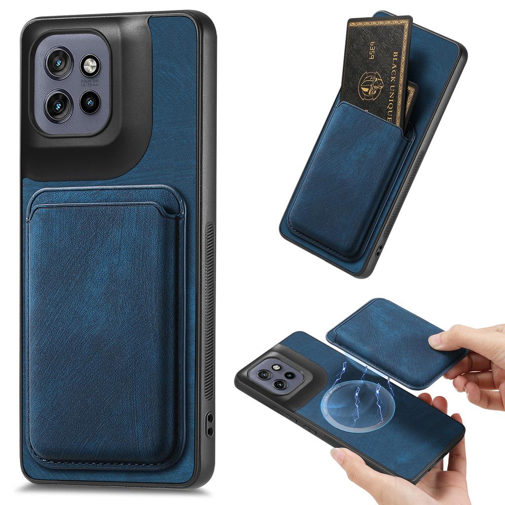 For Motorola Edge 50 Neo 5G Case Compatible with MagSafe Leather Back Cover with Detachable Card Holder