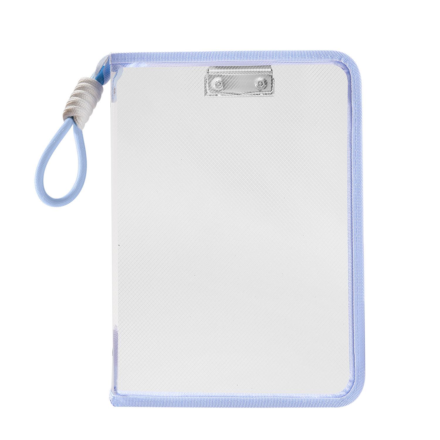 

A4 Zipper File Bag Transparent Student Handbag Portable Storage Organizer Bag Type A-Blue