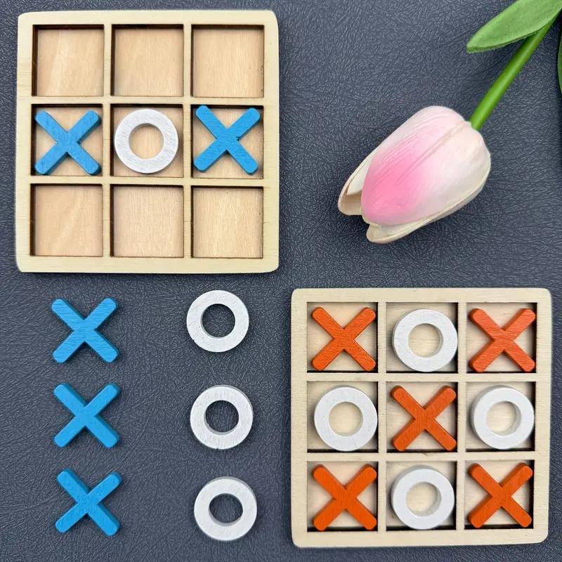 Wooden Tic Tac Toe Puzzle Game for Two Players Interactive Logic & Strategy Board Game Family Party Birthday Boys & Girls Gift