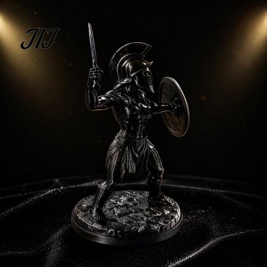 Detailed Muscle Armor Figurine 3D Printed Female Gladiator Statue, Spartan Woman Warrior with Collectible Statue Shield, Historical Desktop
