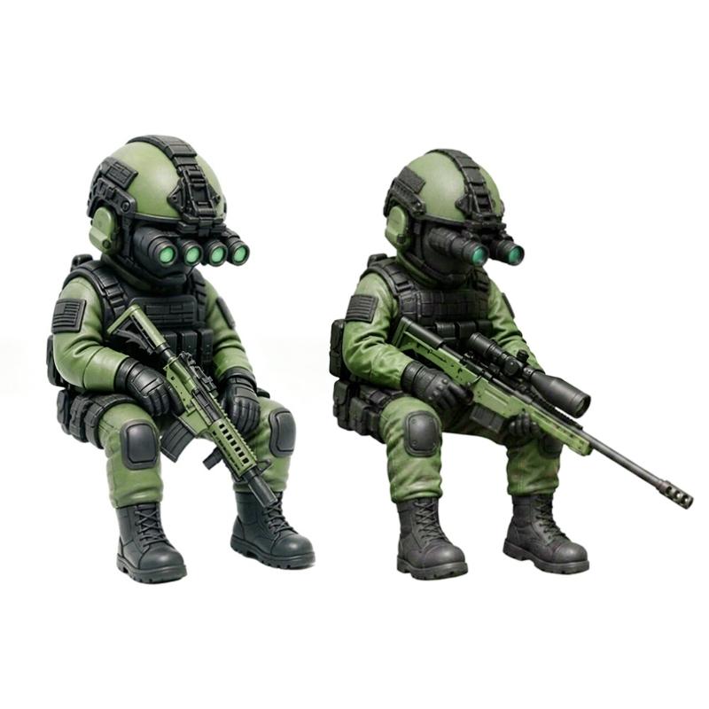Action Soldiers with Weapons Statue Martial Desktop Decorations Collectible Home Decors Tactically Mini Soldier Figurine
