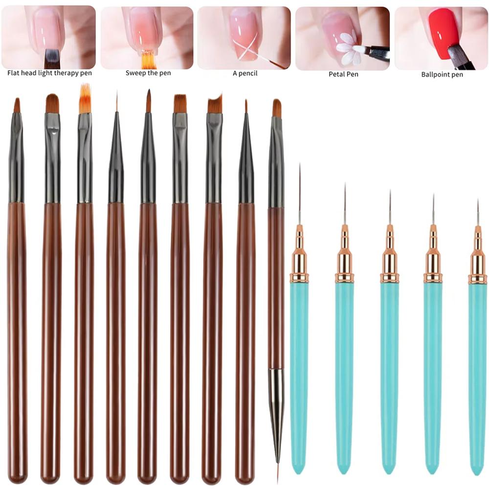 UV Gel Pen Set Nail Brush Set DIY Nail Brush Acrylic Painting Brush Eyeliner for Nail Design Nail Tip Display Painting Tools