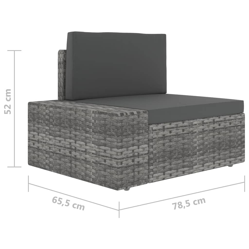 5 Piece Garden Lounge Set with Cushions Grey Poly Rattan