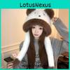 Cute Bear Ears Plush Hat Scarf Combo For Winter Warmth And Windproof Comfort