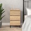 Bedside Table - Maison Exclusive - Sonoma Oak - 3 Drawers - Metal Legs