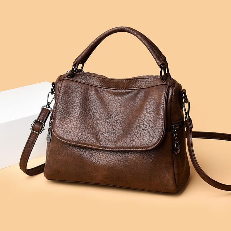 Soft leather multi-compartment crossbody bag women's shoulder bag