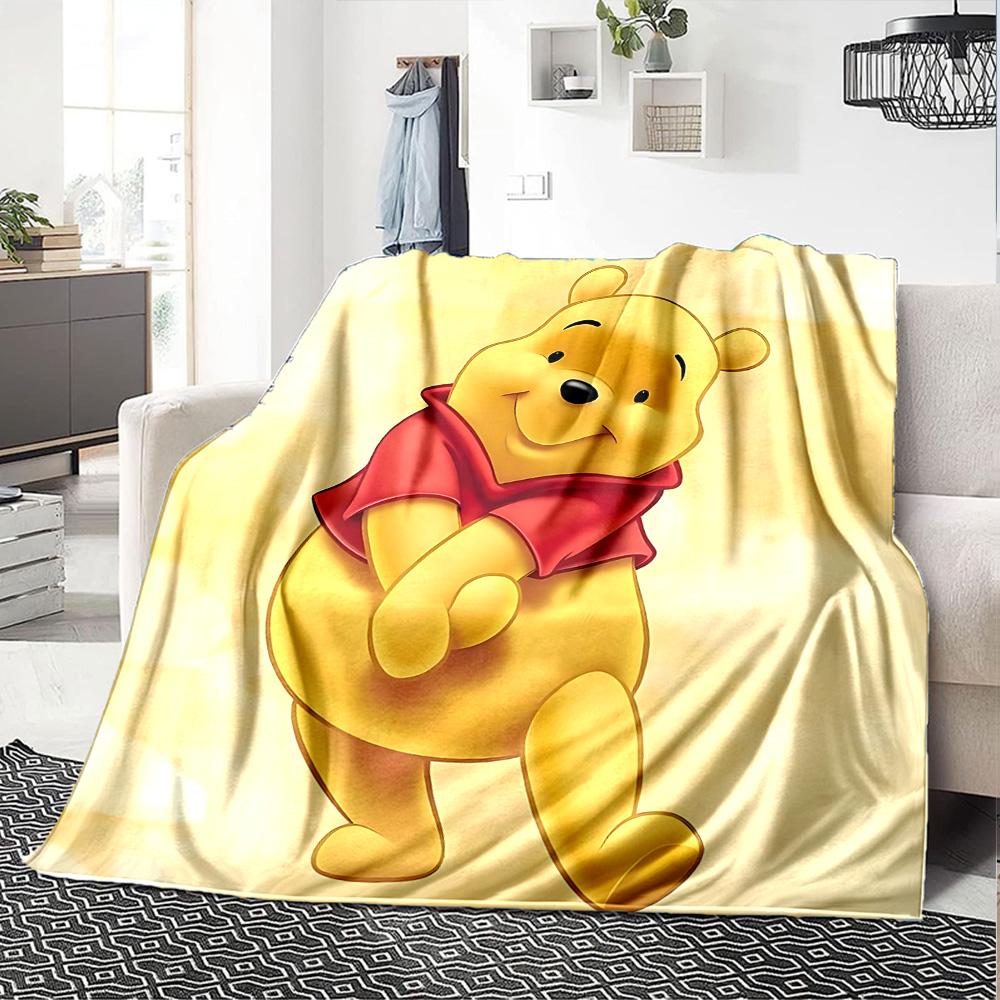 Pooh Bear Adventure Flannel Blanket Super Soft Warm Cozy Blanket For Sofa Bed Office Travel Allseason Home Decor Gift