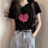A pure cotton white t-shirt women's design front shoulder short sleeve summer letter print high waist spice top