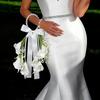 White Blossom Bridal Bouquet Pearl Handle Top Handle Bouquet Wedding Flowers  Flower Girl