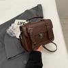 England Style Retro Small Square Bag Solid Color PU Leather Women's Single Shoulder Bags High-Grade Sense Lady Handbags