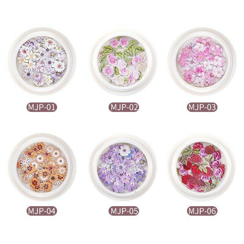 50Pcs Nail Art Decoration Slice Flakes Summer Flowers Gel Nail Polish Tips Decor