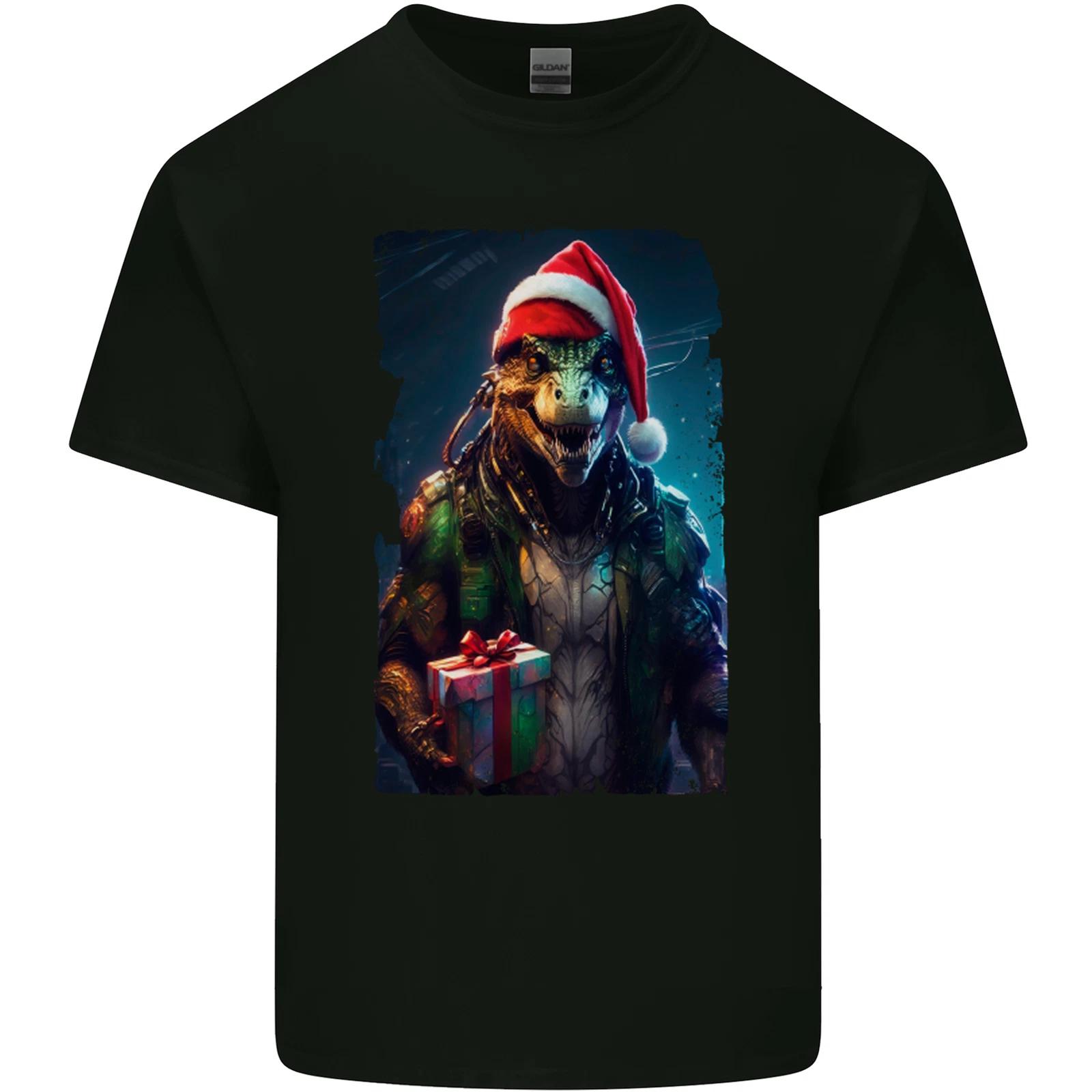 Christmas Reptile Dinosaur T-Rex Xmas Kids T-Shirt Childrens L