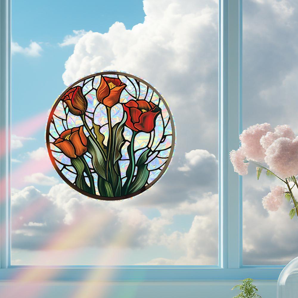 Laser Dazzling Rose Balcony Glass Doors and Windows Home Beautification Decoration Static Window Stickers