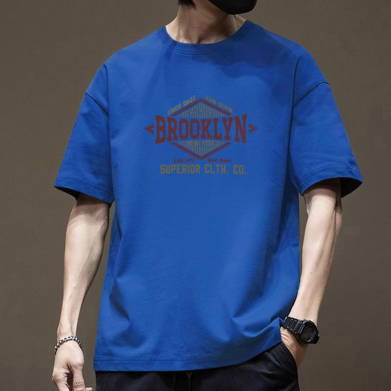 Men's Loose-Fit Crew Neck Short Sleeve T-Shirt Brooklyn Graphic Print Casual Top