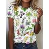 Women's Plant Fruit 3D Printed Women's T-shirt 3D Casual Fashion Short Sleeve Simple Flower Women's T-shirt