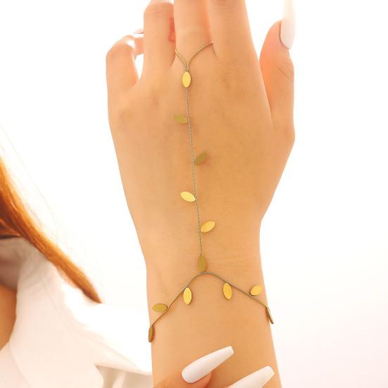 Jewelry Set French Style Leaf Design Adjustable Length Stainless Steel Necklace Mitt Bracelet Forest Theme Jewelry Accessories