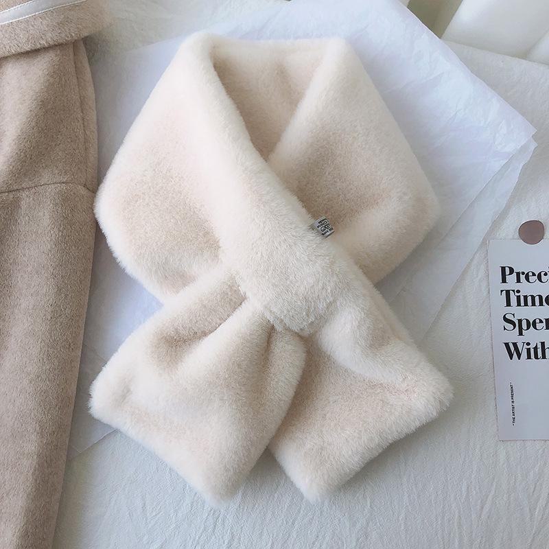 

Плюшевый шарф в корейском стиле «Феникс» — милый, толстый, теплый, искусственный мех кролика, универсальная зимняя защита шеи Adult light board белый