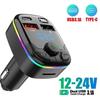 Bluetooth 5.0 Car FM Transmitter PD Type-C Dual USB Ambient Player Car MP3 Charger Type-C Wireless Light 18W Handsfree PD QC3.0