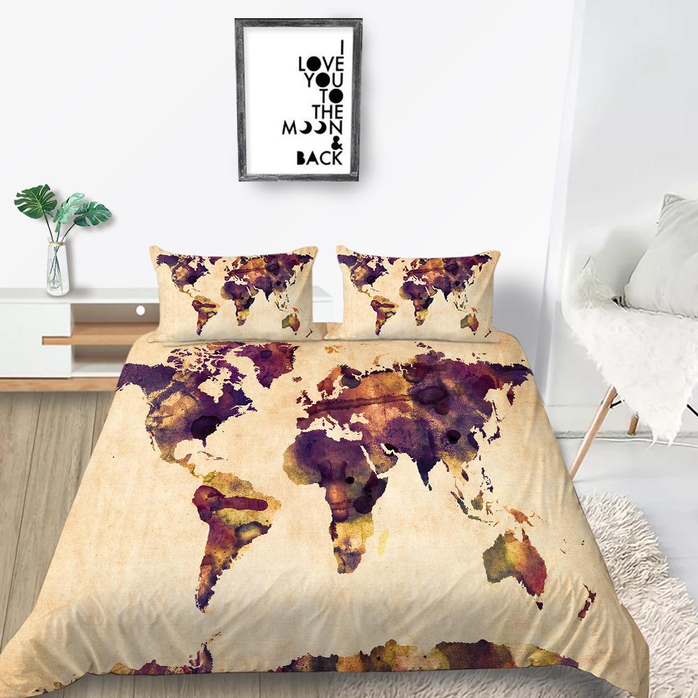 Neue Mode Bettbezug Karte Quilt Abdeckung King Size Bettwäsche Hause Bettwäsche Einzigartige Design Teen Kinder Welt Bettwäsche Abdeckung set