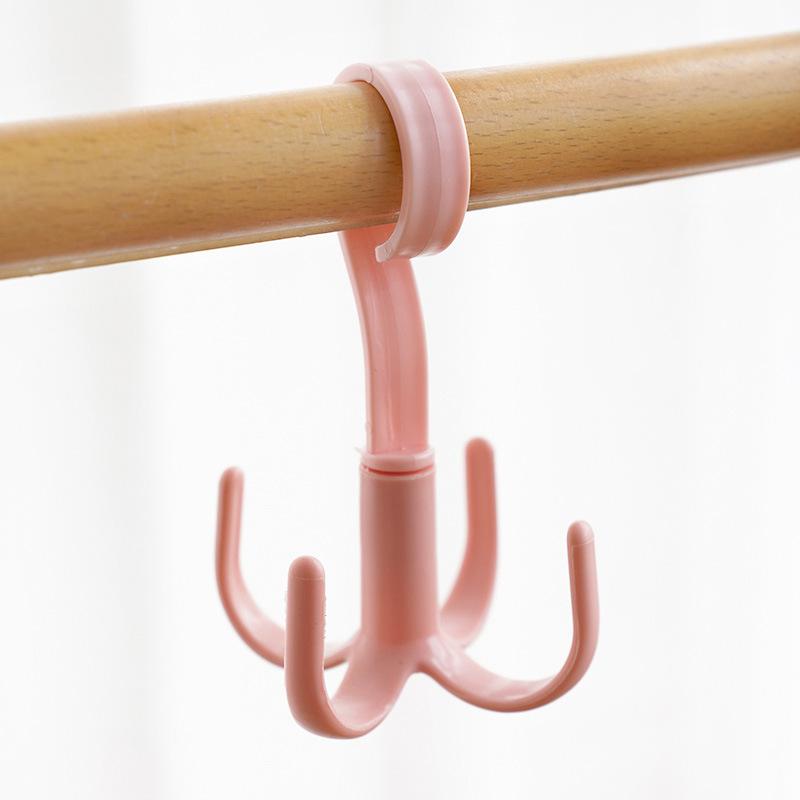 Four-claw Hook, Multi-functional and Rotatable, Scarf and Bag Storage Rack, Non-drilling Plastic Hook, Thickened Coat and Hat Hook