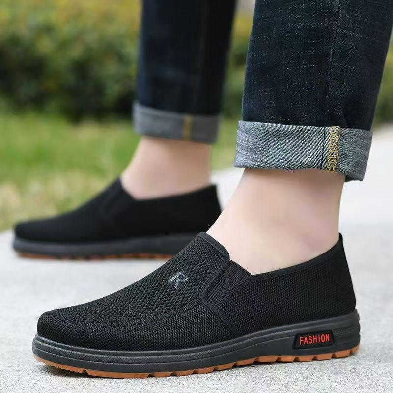 beef tendon sole spring and autumn new cloth shoes men's shoes new fly-woven casual soft-soled medium cloth shoes