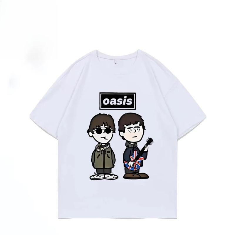 British Rock Band O-Oasis Live 25 Punk T-shirt Men Women's Cartoon Vintage Hip Hop Streetwear Summer Cotton Short Sleeve Top