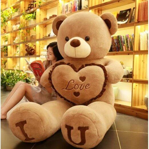 

80 100Cm Big I Love You Bear Heart Plush Toys Lovely Stuffed Soft Pillow Doll Kids Toys Birthday Girlfriend Valentine S Day Gift (As shown-7625)-