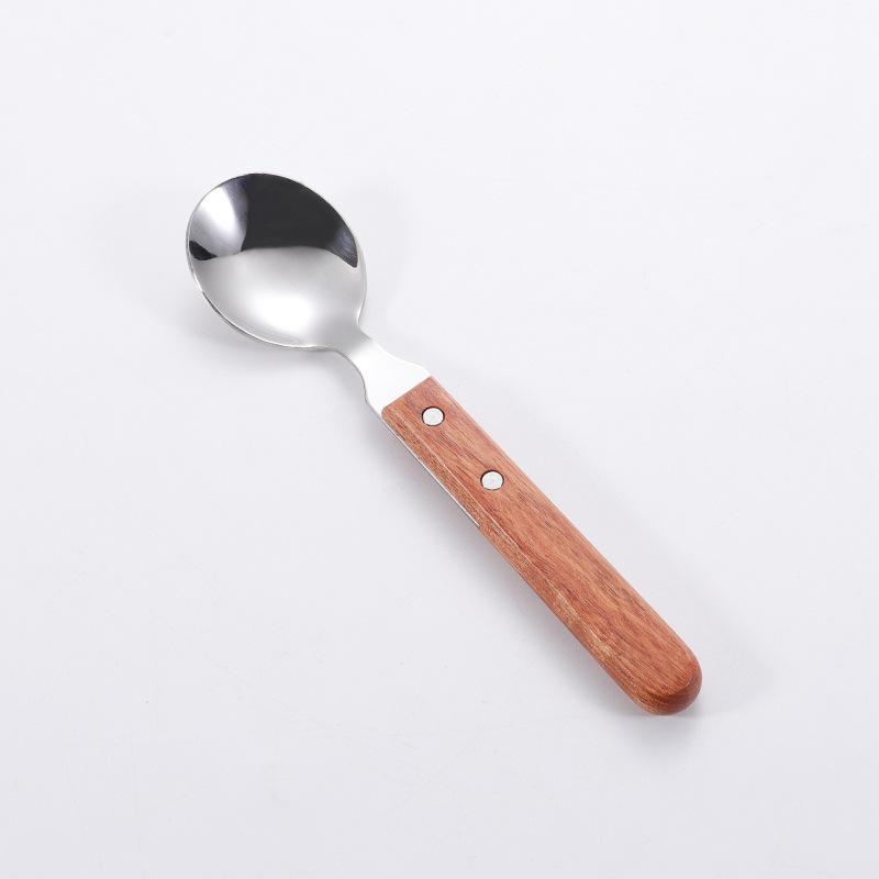 304 stainless steel wooden handle tableware, knives, forks and spoons, western food tableware set, wooden heat insulation handle housewarming gift