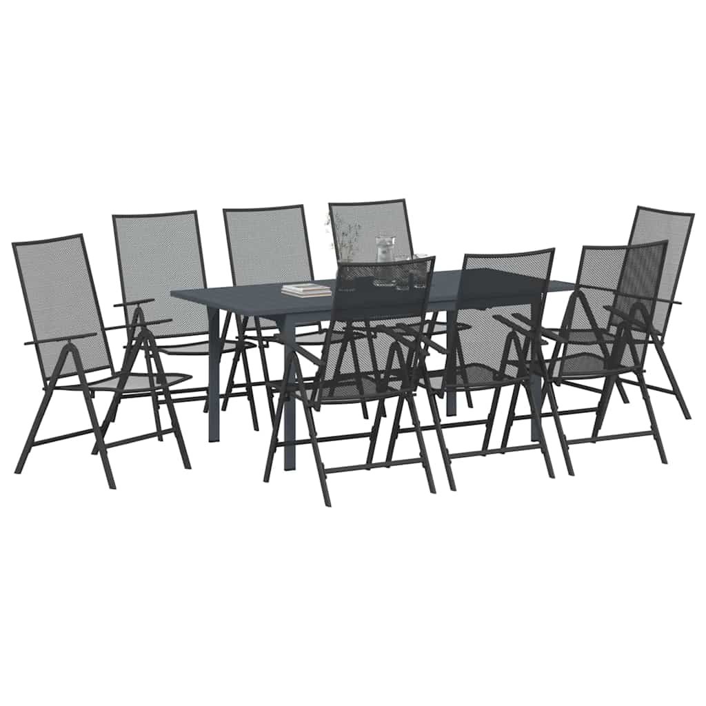 Garden Dining Set 9 Pcs Anthracite Powder Coated Steel