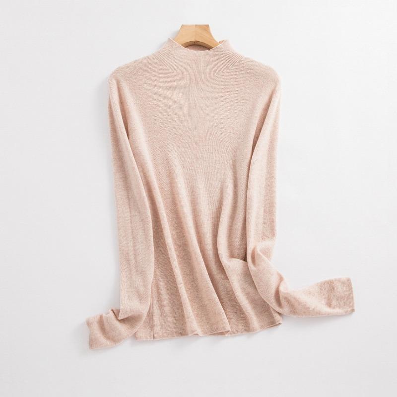 Fluffy and Light, Semi-turtleneck Slim-fitting Versatile Inner Wool Sweater, Women's Fashion Temperament Full Wool Bottoming Shirt