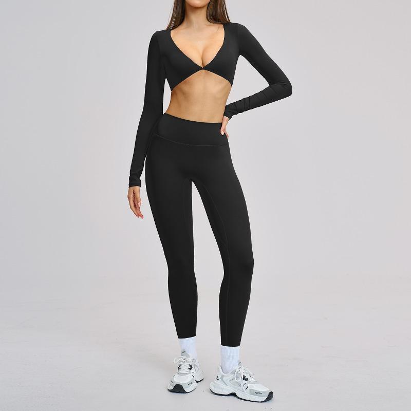 Grinding micro-pull yoga suit, sports running fitness suit, neck-hanging yoga suit