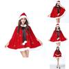 Stunning Women Christmas Red Velvet Santa Claus Cloak Cape Hooded Xmas Cosplay Costume
