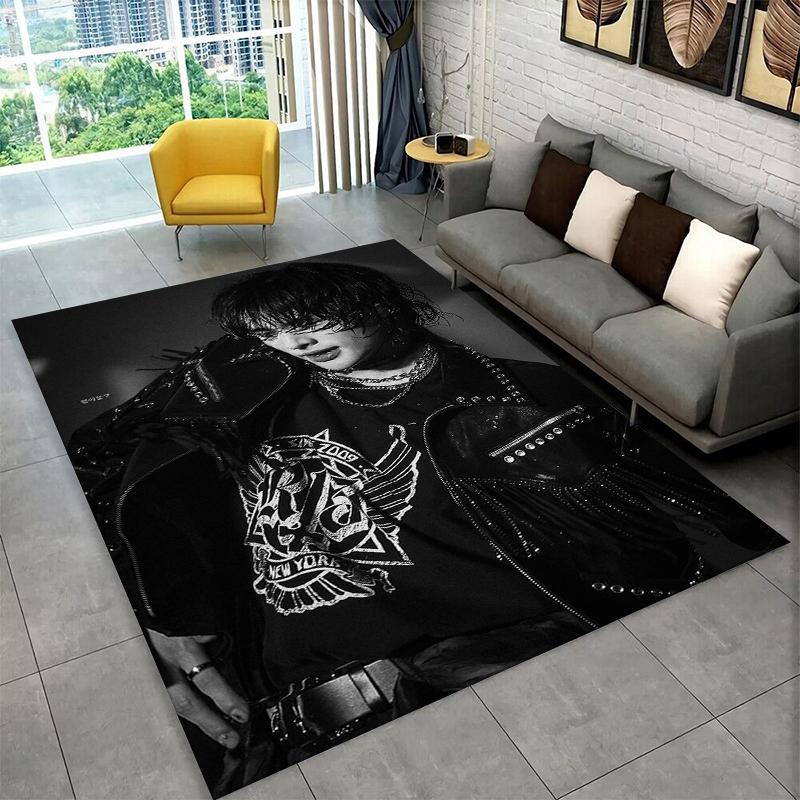 Kpop Hyunjin Stray Kids Music star Carpet Rug for Playroom Bedroom Living Room Sofa Home Decor,kid Area Rug Non-slip Floor Mat