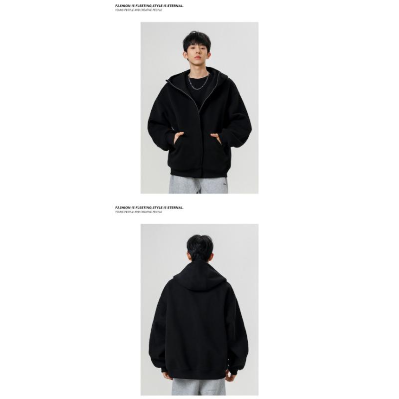 Mens Womens Loose Solid Hooded Zip Up Cardigan Vintage Casual Sweatshirt Jacket