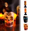 Battery Powered Night Lights Halloween Flameless LED Candle, Spooky Skull Pumpkin Fake Pillar Candles, Decorative Ornaments for Fireplace Operated 3D