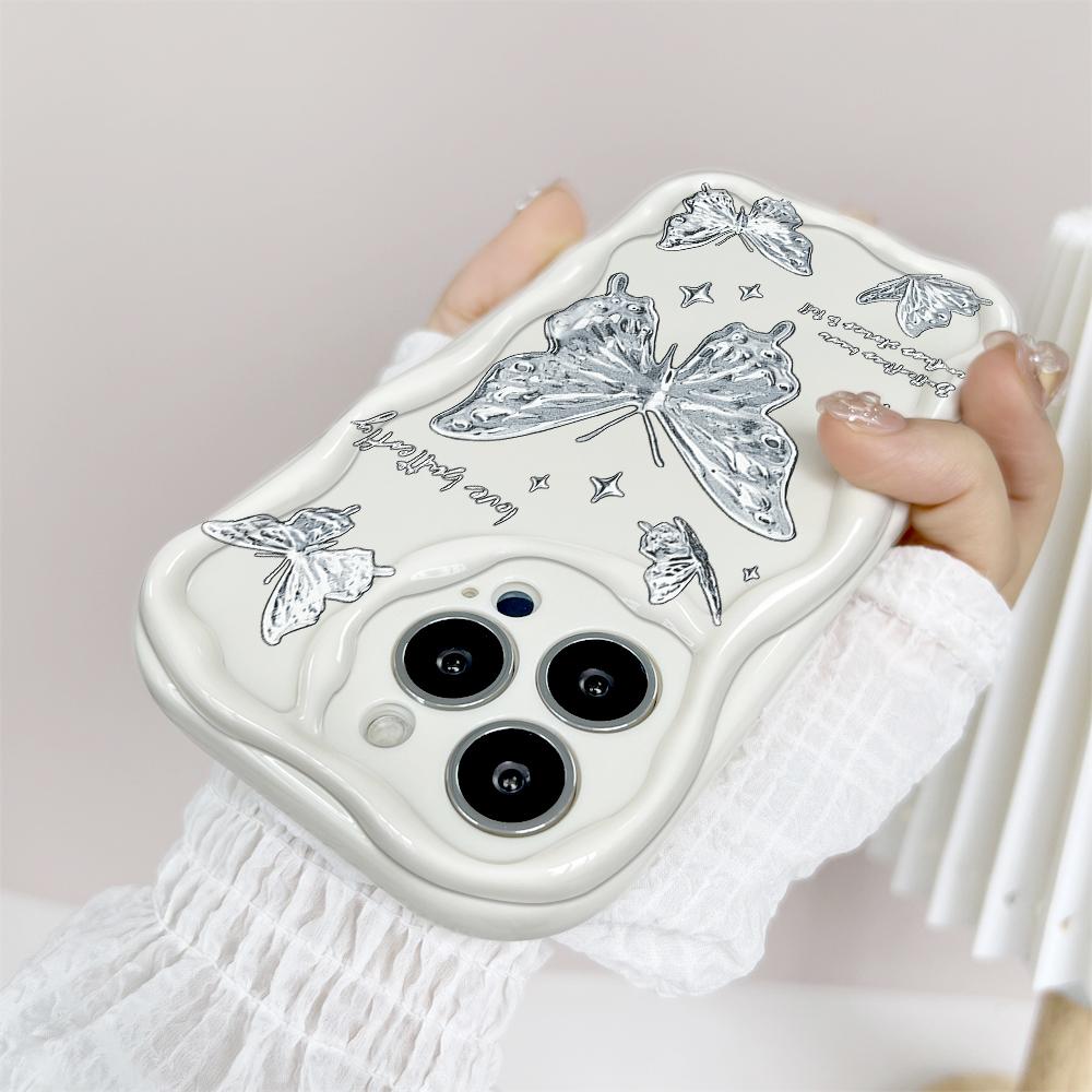 Cartoon Pattern Cream Texture Casing Wavy Edge Soft Silicone Cover Phone Case for IPhone Samsung Huawei Honor Xiaomi Redmi Infinix Tecno