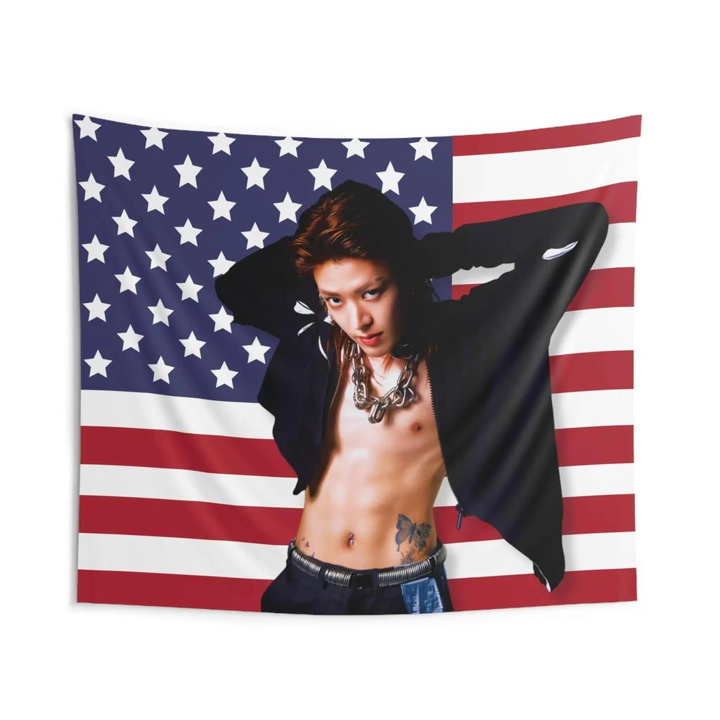 NCT Yuta Abs Flag Banner American Flag Tapestry Perfect Wall Hanging Backdrop for Bedroom Living Room Home Decor