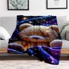 "Starry Night Teddy Bear Plush Toy - Celestial Comfort"Blanket Flannel Throw Blanket for Sofa, Bed, Travel, Camping, Office, Couch, Chair, A