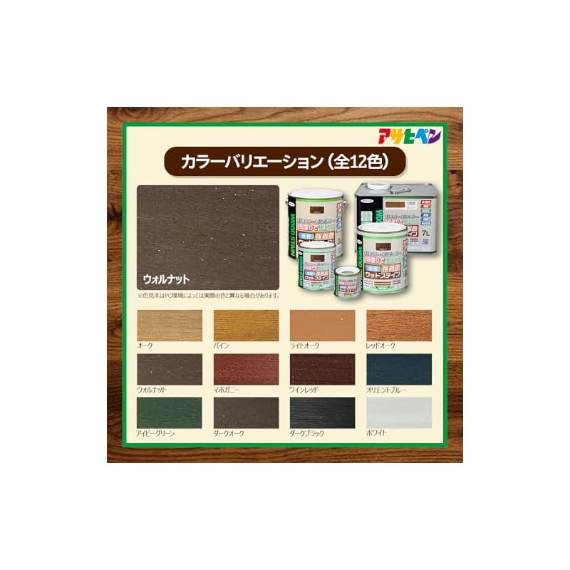 Asahi Paint Water-Based High-Strength Wood Stain 0.7L Walnut - Paint for Wood, Wood Protection, Single Coat, Stain Finish, Low Odor, Water Repellent,