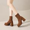 Fashion Suede Super High Heels Women Boots Ankle Chelsea Shoes New Winter Chunky Dress Shoes Party Elegant Pumps Goth Botas Mujer