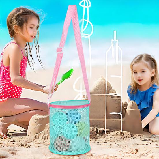 Beach Mesh Bag Toys Clothes Storage Organizer with Shoulder Strap Zipper